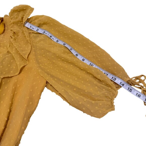 Yuki Kim Women's Swiss Dot Marigold Hailey Mini 3/4 Sleeve Dress Size M - Picture 8 of 11